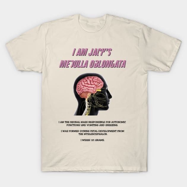 I Am Jack's Medulla Oblongata (Black Text) T-Shirt by rubernek